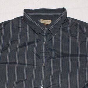 Sonoma Mens XL Black Gray Striped Button Down Dress Shirt EUC Blend Fabric